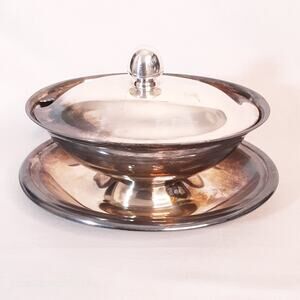 Reed & Barton Serving Bowl With Attatched Plate